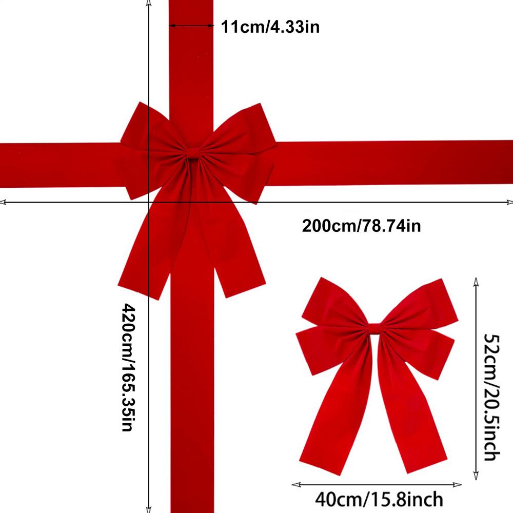 

Christmas Flocked Bows PE flocked Christmas cabinet door and window ornaments Holiday gift box bag decorations красный