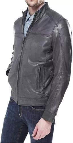 Handmade Lambskin Soft Real Men's Jacket Gray Stylish Genuine Lambskin Leather