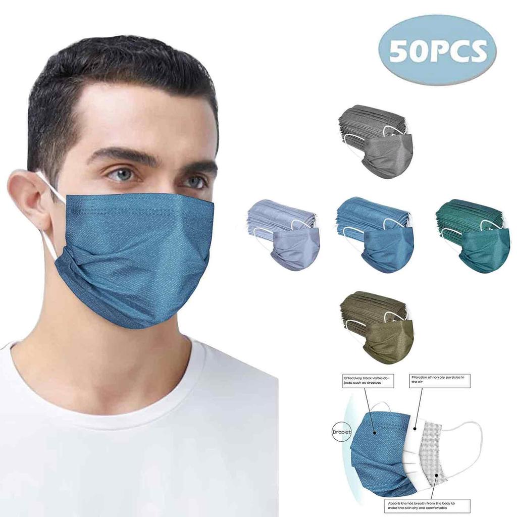 50PCS Disposable Mask 3-Layer Non-Woven Protective Breathable Mask