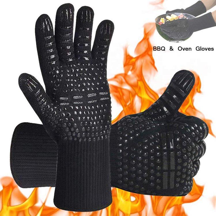 High-Temperature Resistant Insulated BBQ Gloves, Flame Retardant, Anti-Scald, Oil Resistant, Thickened Aramid, EN407 Certified, up to 500 Degrees.