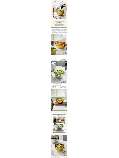 Multi-Purpose Hammered Stainless Steel Bowl for Mixing, Salads, Desserts, and More