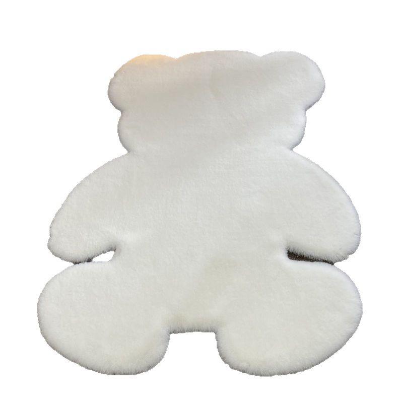 Cute Cartoon Rabbit Fur Plush Teddy Bear Rug – Faux Fur Animal Shape Rug for Children's Bedroom