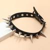 Punk Langer Dornen-Choker Kunstlederhalsband für Damen Herren Cool Große Nieten Nietenbesetzter Choker Goth-Stil Halsketten Zubehör