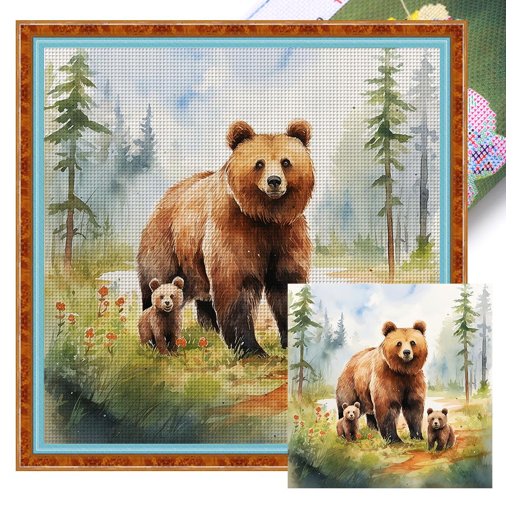 Kit Point de Croix Imprimé Animal 45x45cm DIY 11CT Art du Fil Broderie Art Domestique