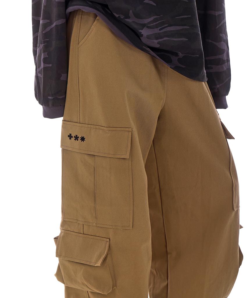 Maidibbeullumemolijeu (Pt) Mm Wide Multi Cargo Pants(Beige)