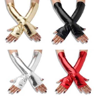 Nightclub Gloves for Women and Girls Half Finger Metallic Gloves Party Supply