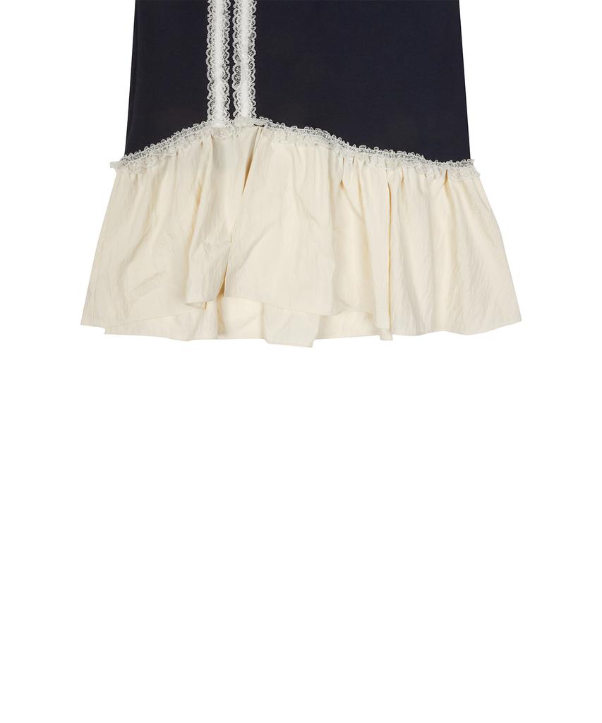 Love Is True Curved L Lace Midi Skirt(Navy)