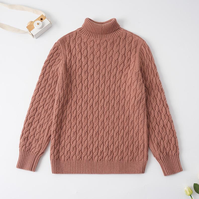 

Детский шерстяной свитер крупной вязки с высоким воротом, зима 2025 120 cm