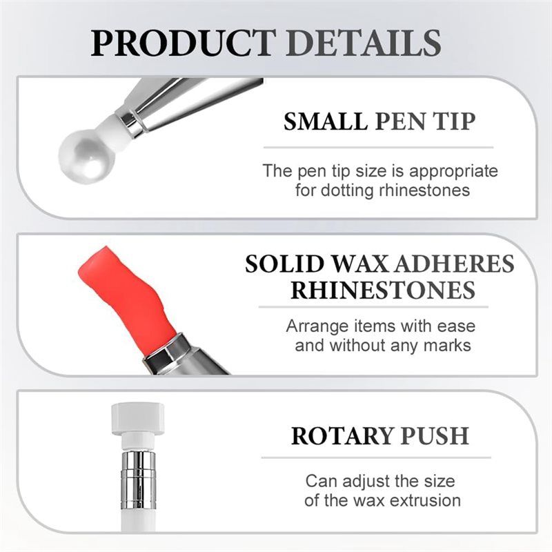 A96K-For Diamond Art,Nail DIY Craft Refillable Wax Pen 2025 New With Ergonomic Grip, Pink