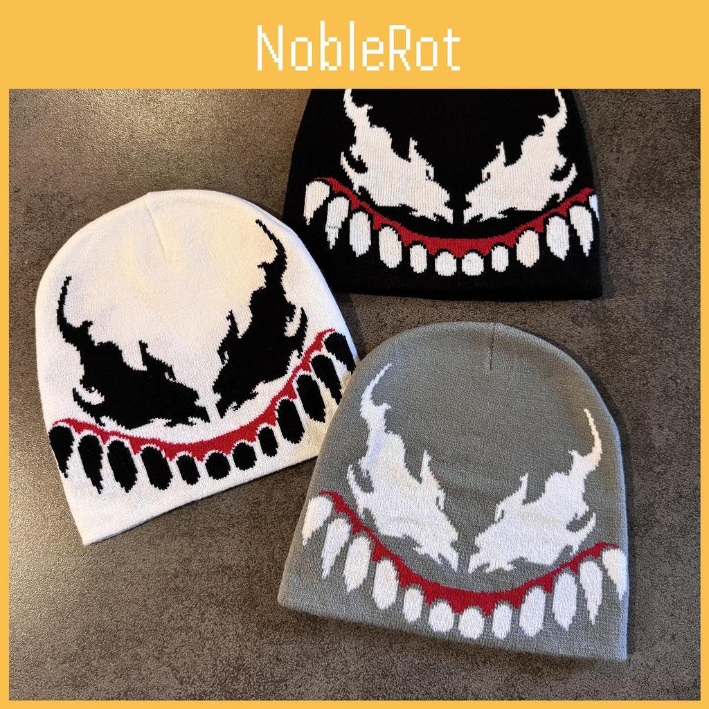 Venom Fashion Knit Cap Casual Streetwear With Acrylic Material For Autumn Winter Warmth