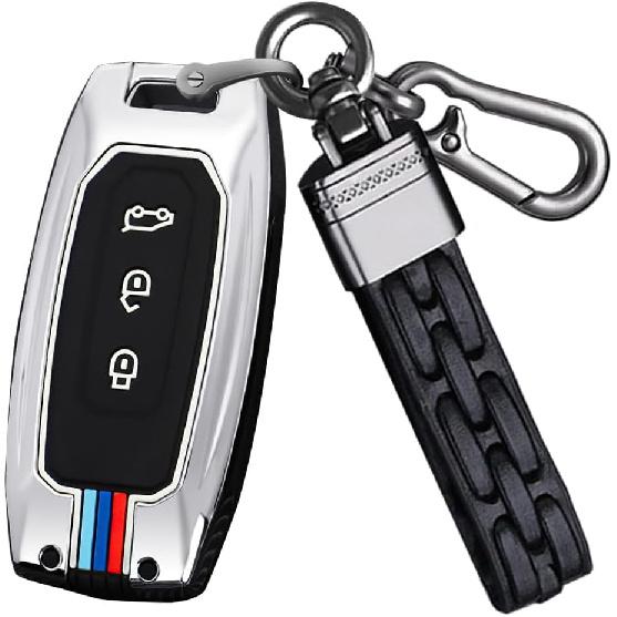

SANRILY Luminous 3 Button Key Fob Cover Case Fit for Ford Territory 2023 2022 2021 Titanium EV Keyless with Keychain Black серебряный