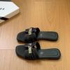 2025 Summer New Slippers Women Wear Non-slip Flat Bottom High Sense Niche Metal Buckle Beach Sandals