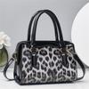 Leopard Fashion Print Color Blocking Women Casual Glossy Shoulder Bag For Daily