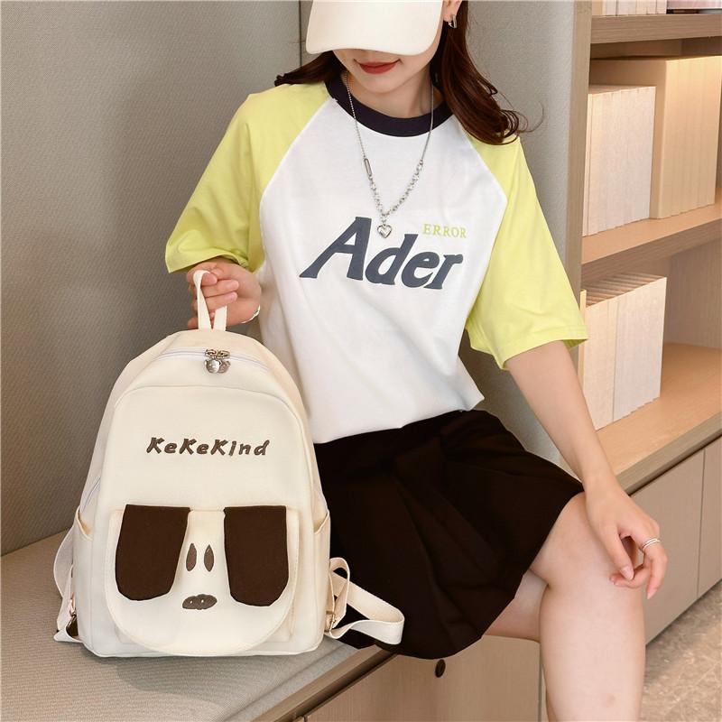 Cat Theme Dog Canvas Backpack Outdoor Large Capacity Schoolbag Breathable