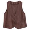 2025 Summer Women's Solid Color Sleeveless Cotton Linen V-Neck Vest