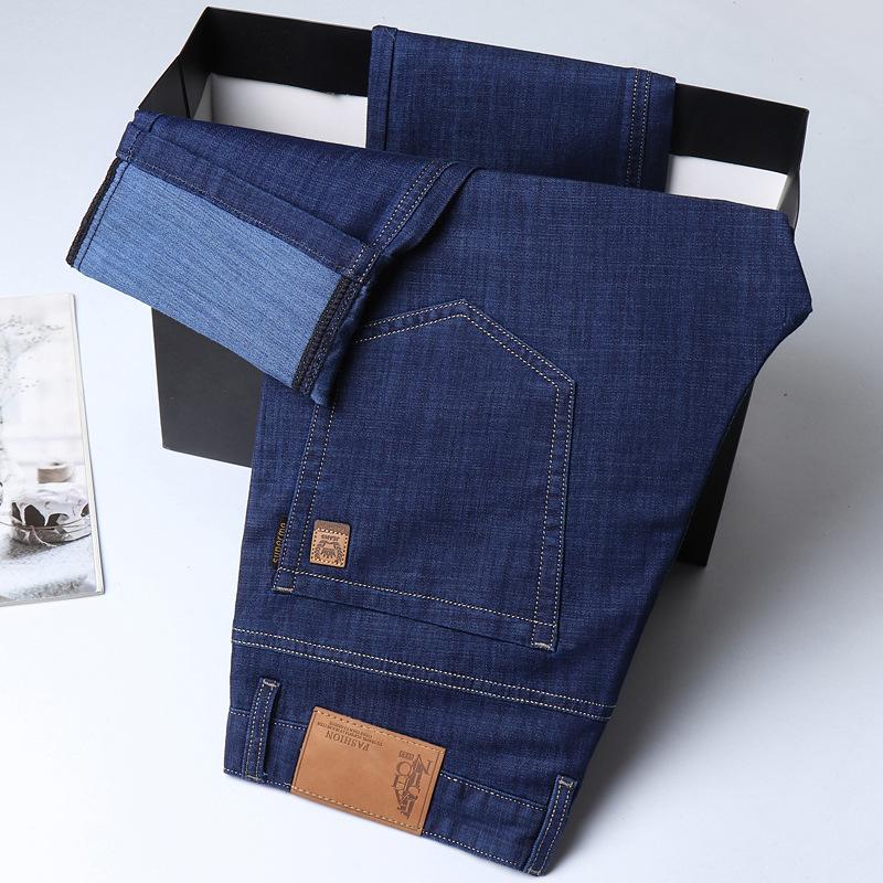 Sommer Ultradünne Tencel Jeans Herren Lockere Gerade Röhre Hellblau Dünne Bequeme Lange Hose