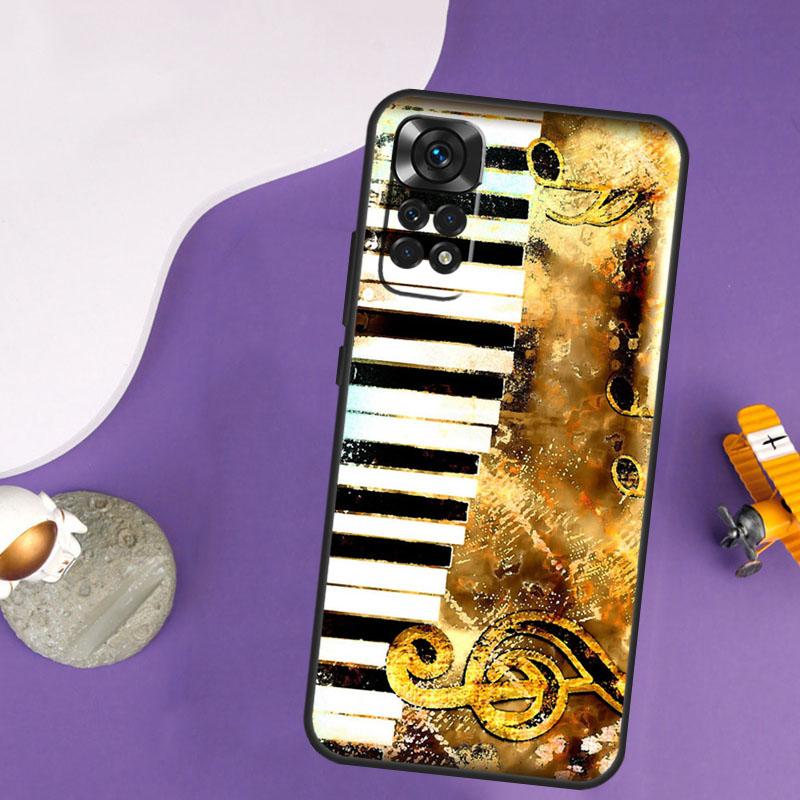 

Piano keys Vintage Music Notes Case For Xiaomi Redmi Note 13 Pro 14 12 9 10 11 Pro 10S 11S 12S Redmi 13C 14C 10C 12C Cover Redmi Note 11 Pro
