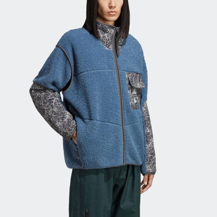 Adidas X And Wander Zip Pocket Fleece Stand Collar Jacket Men Outerwear Blue HN6935