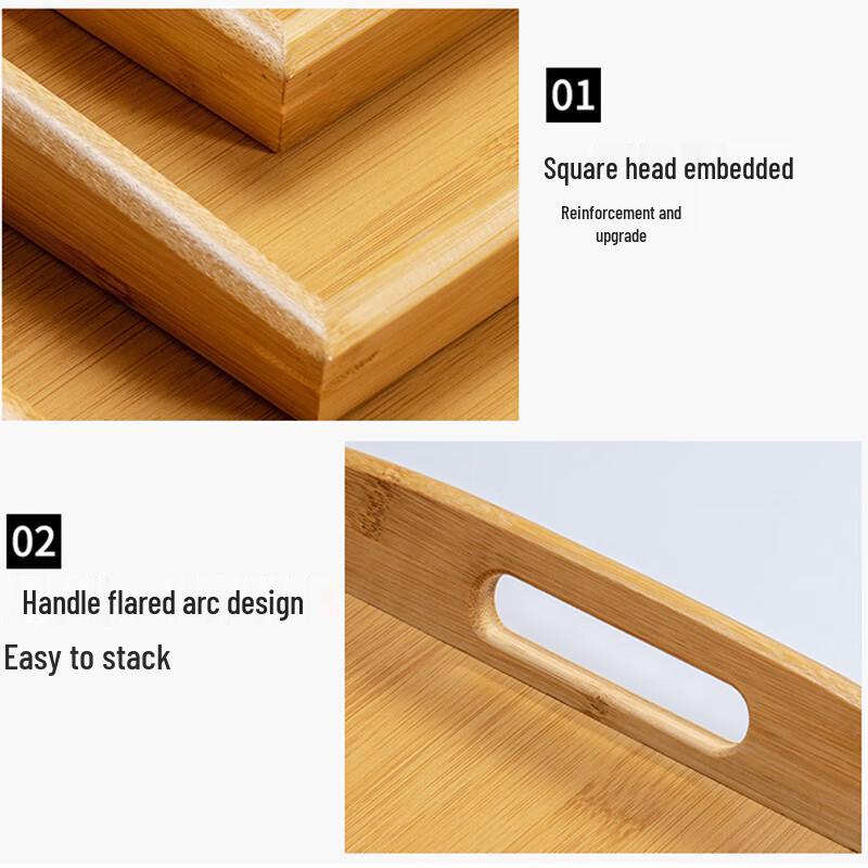 Pabei Bamboo Wood Rectangular Serving Tray