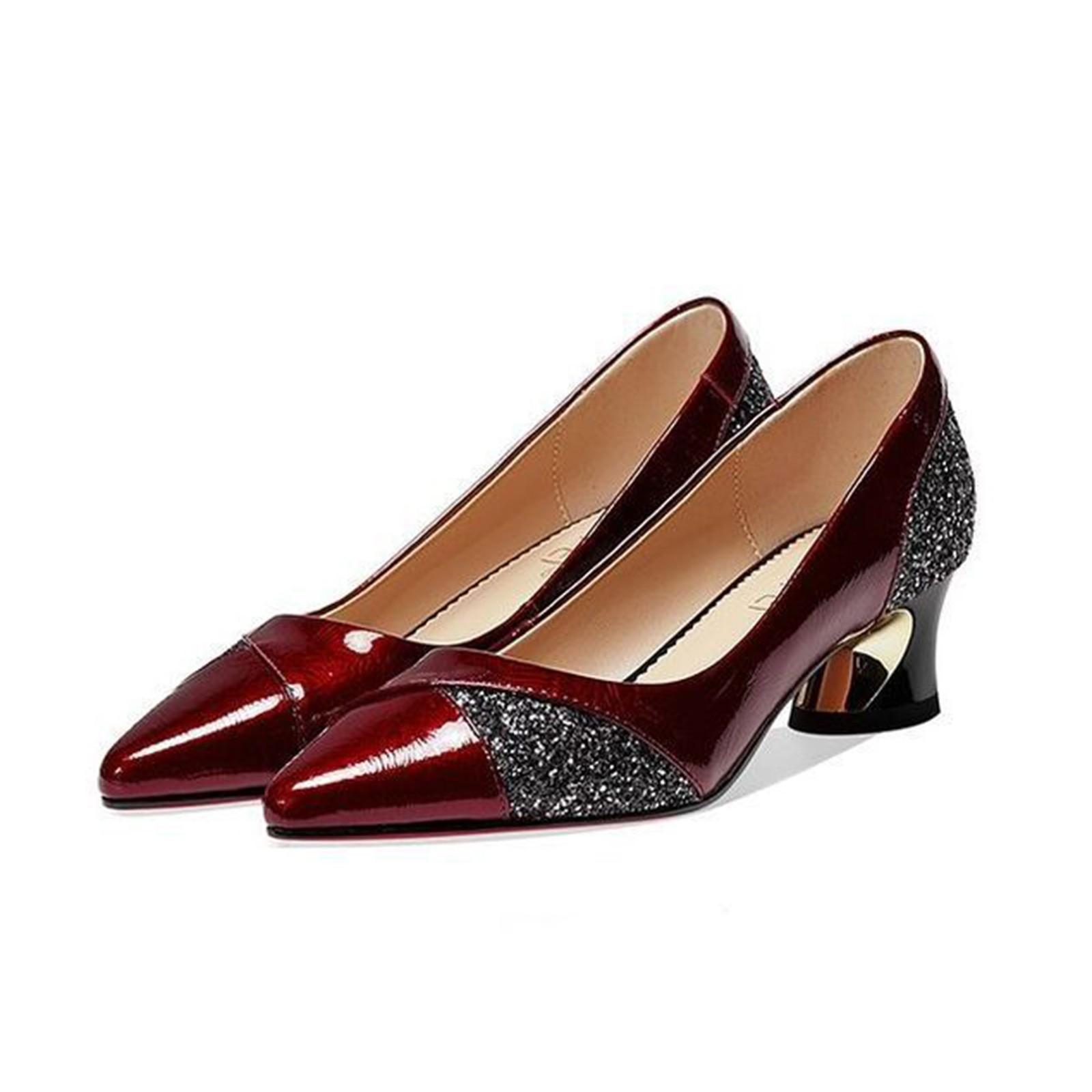 

Versatile Shallow Mouth Pointed High Heels Medium Heels Large Single Shoes Women s Shoes 37 винний