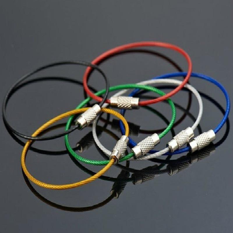 1PCS High Quality Hiking Stainless Steel Wire Keychain Outdoor Cable Key Ring