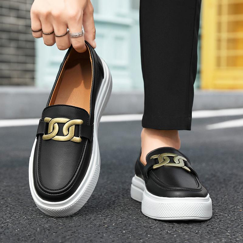 Fashion Classic Beige Loafers Men Breathable Leather Shoes Flat Casual Shoes Men Slip-on Peas Shoes for Men Footwear Mocasines Hombre