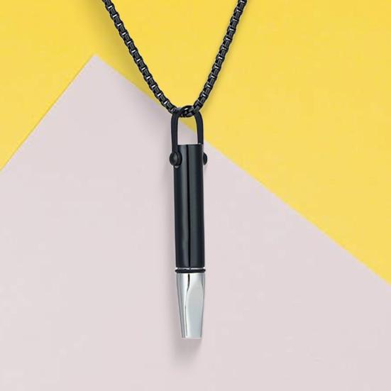 Mindfulness Breathing Necklace Stainless Steel Anxiety Breathe Necklace for Women Men Meditation Tuning Whistle Necklace for Stress Relief