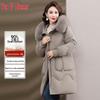 Yalu Women's Mid-length Down Jacket with Fox Fur Hood