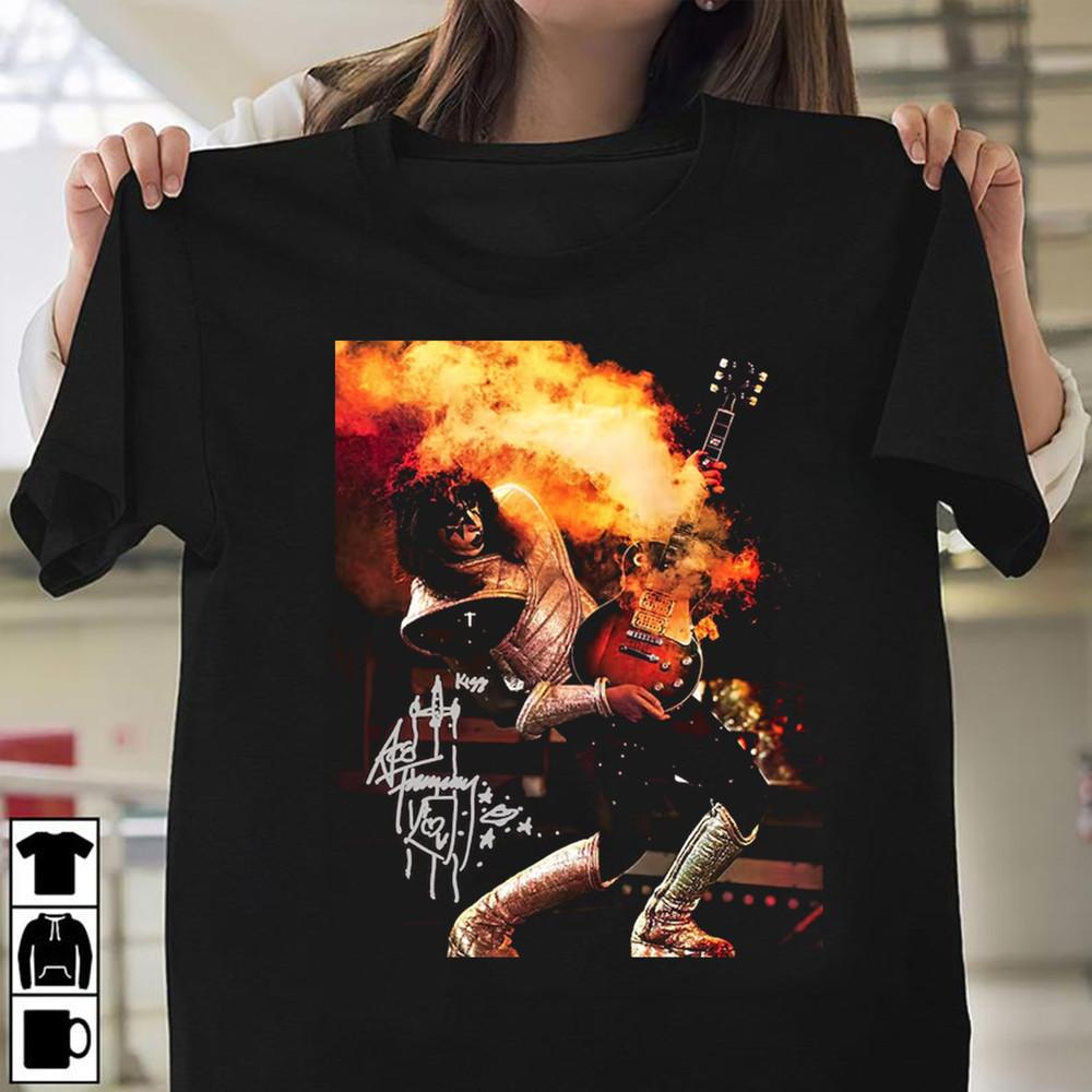 Ace Frehley Signed Guitarist T Shirt Short Sleeve Men Unisex T-Shirt S