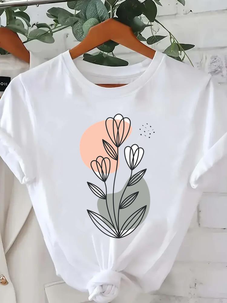 

(Asian Size) letter trend cute o-neck Lady Fashion Women Graphic Tee Short Sleeve T-shirts Casual Clothing Printed Female Top T Shirt L