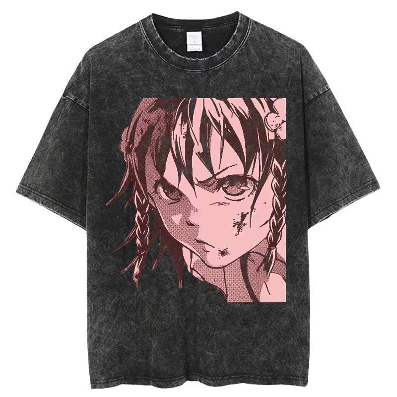 Anime Deadman Wonderland Shiro Graphic T Shirt Men Women T-shirts Vintage Washed Tee Harajuku Male Oversized T-shirt