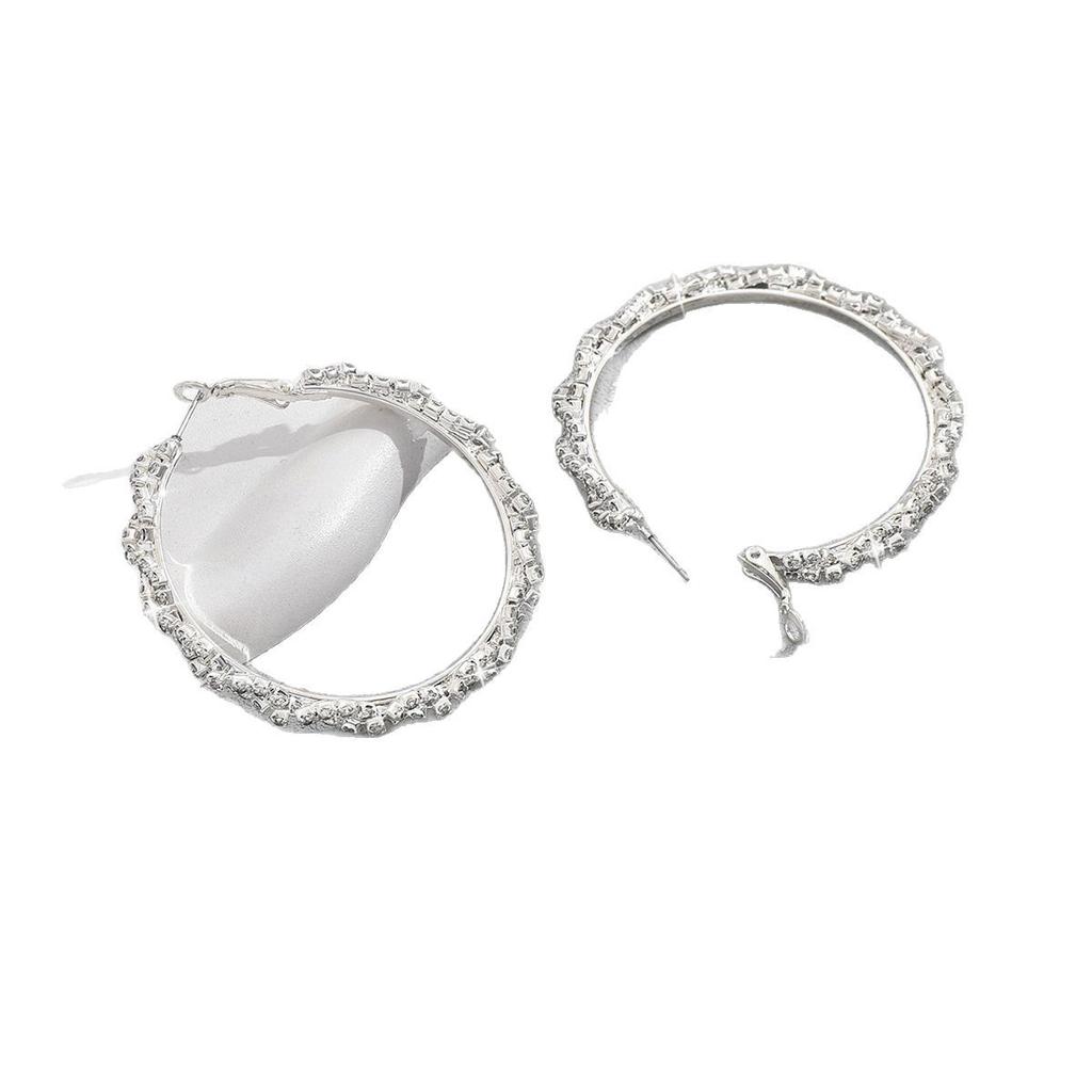 New Product: Exaggerated Personality Earrings for Women, Simple and Fashionable, Diamond Studded Large Circle Earrings and Earrings
