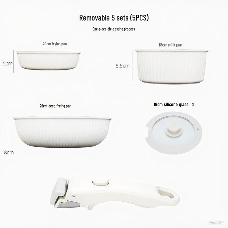 Wutuo 5-Piece Detachable Handle Non-stick Cookware Set