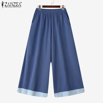Lässige, lockere Hose mit weitem Bein und elastischer Taille für Damen