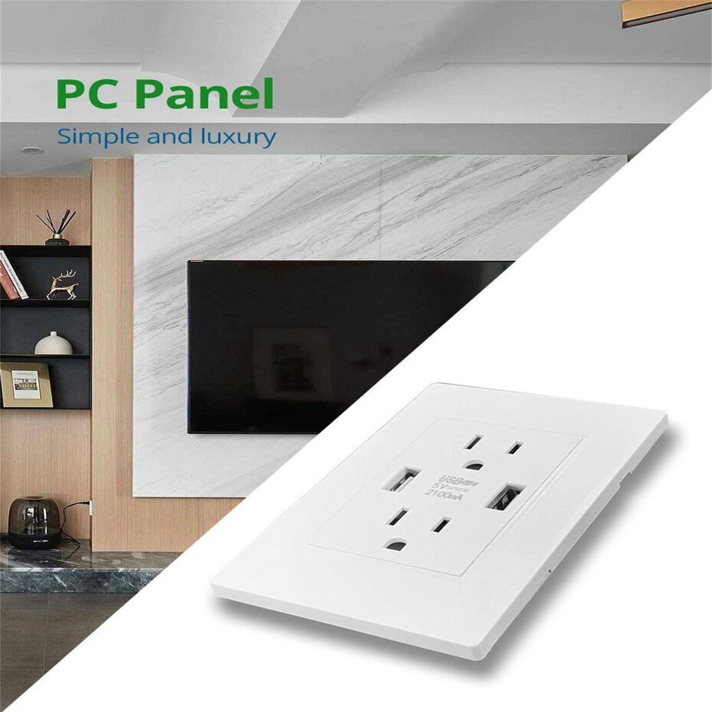15a Dual Usb Wall Outlet Port Power Socket Charger High Speed Charging Technology Ac Receptacle Plate