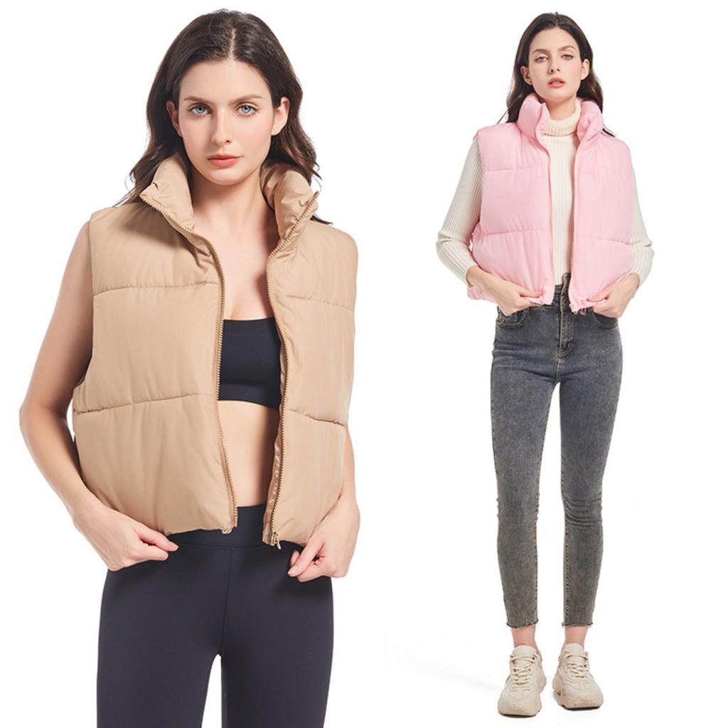 New Winter Cotton Vest For Women, Loose Korean Style Simple Stand Collar Short Sleeveless Jacket, Casual Versatile Outerwear