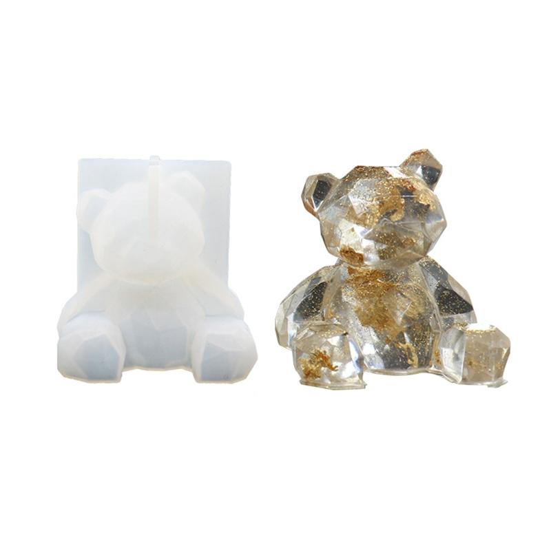 3D Geometry Little Bear Candle Decorative Ornament Silicone Mold Suitable for Epoxy Diy Crafts Jewelry Making Home Decor