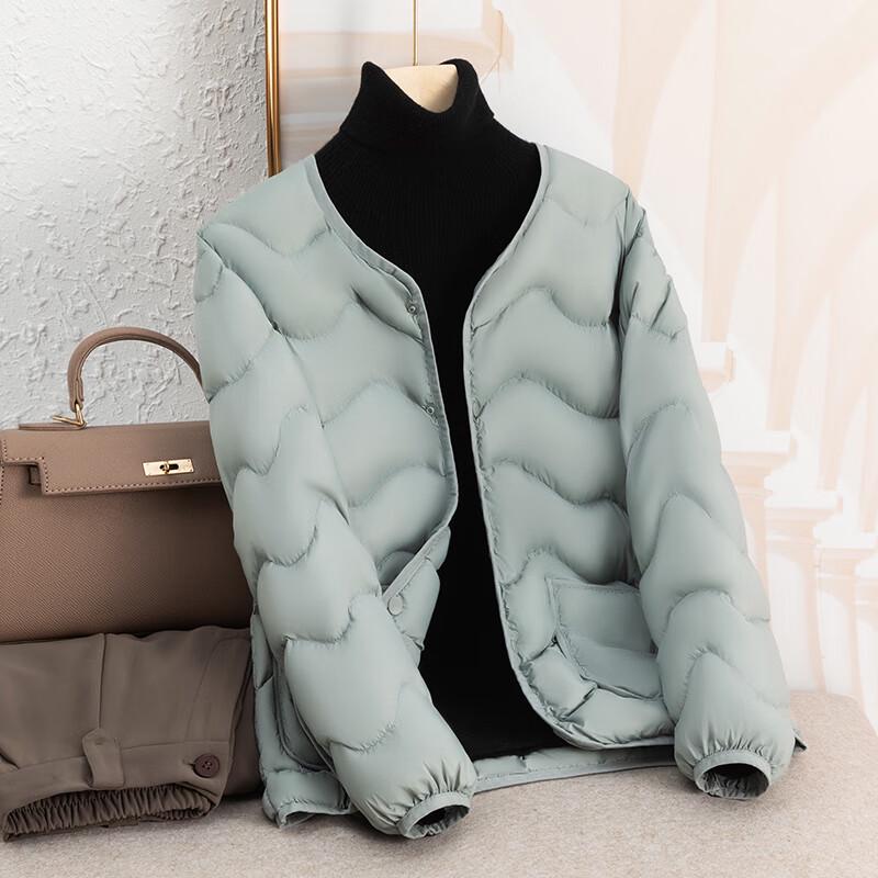 

SNOWFLYING Women s 2024 Ultra-Light Short Round Neck Down Jacket XL