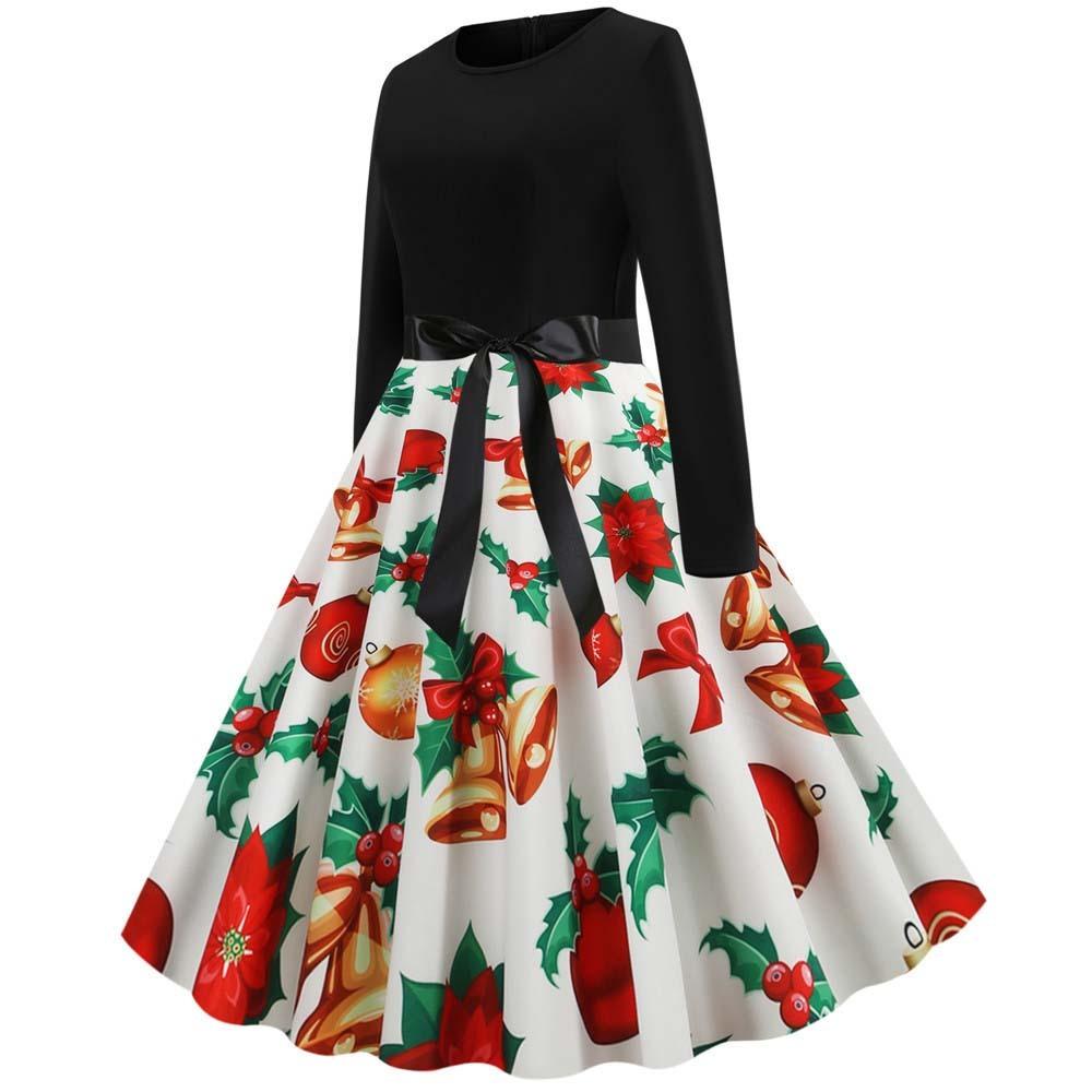 white christmas dresses [Plus Size] Red & Green 1950s Christmas Snowflake Swing Dress