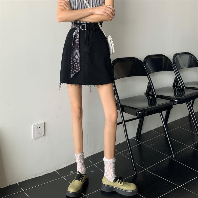 Юбка-трапеция Модная тенденция Y2k Jean Summer Ins Design Sense Slit Высокая талия — фото 8