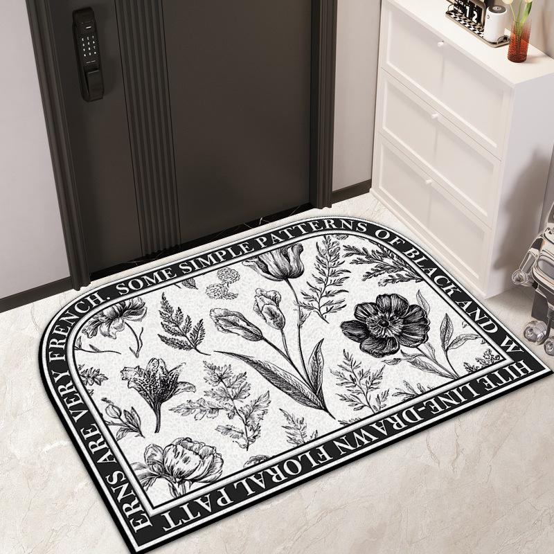 Entry Door Floral Silk Floor Mat Household Entrance Door Dirt Mat Outdoor Dirt Resistant Dust Removal Can Be Tailored Carpet