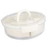 Divided Rotating Serving Tray with Lid and Handle Snackle Box Container Rotating Divided Serving Pla