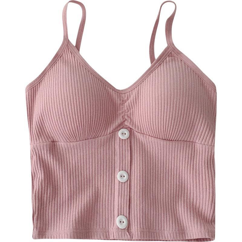 Women's Solid Color Suspender Vest Girls Slim Sexy Lingerie Top