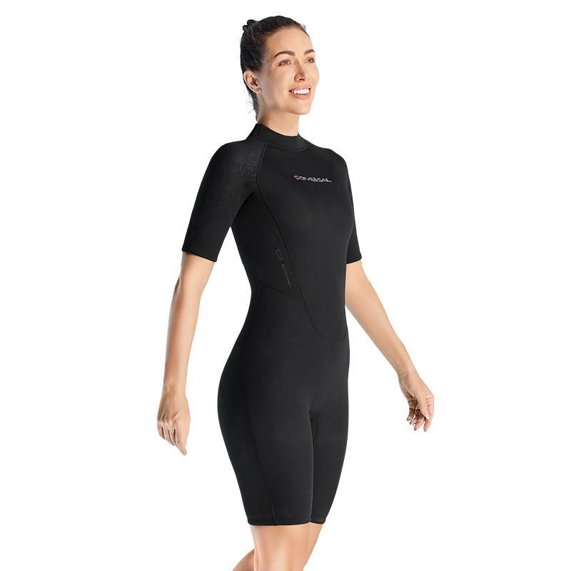 Costum de neopren scurt cu mânecă scurtă de 3 mm pentru femei, pentru snorkeling, surfing, scufundări, înot de iarnă, protecție termică
