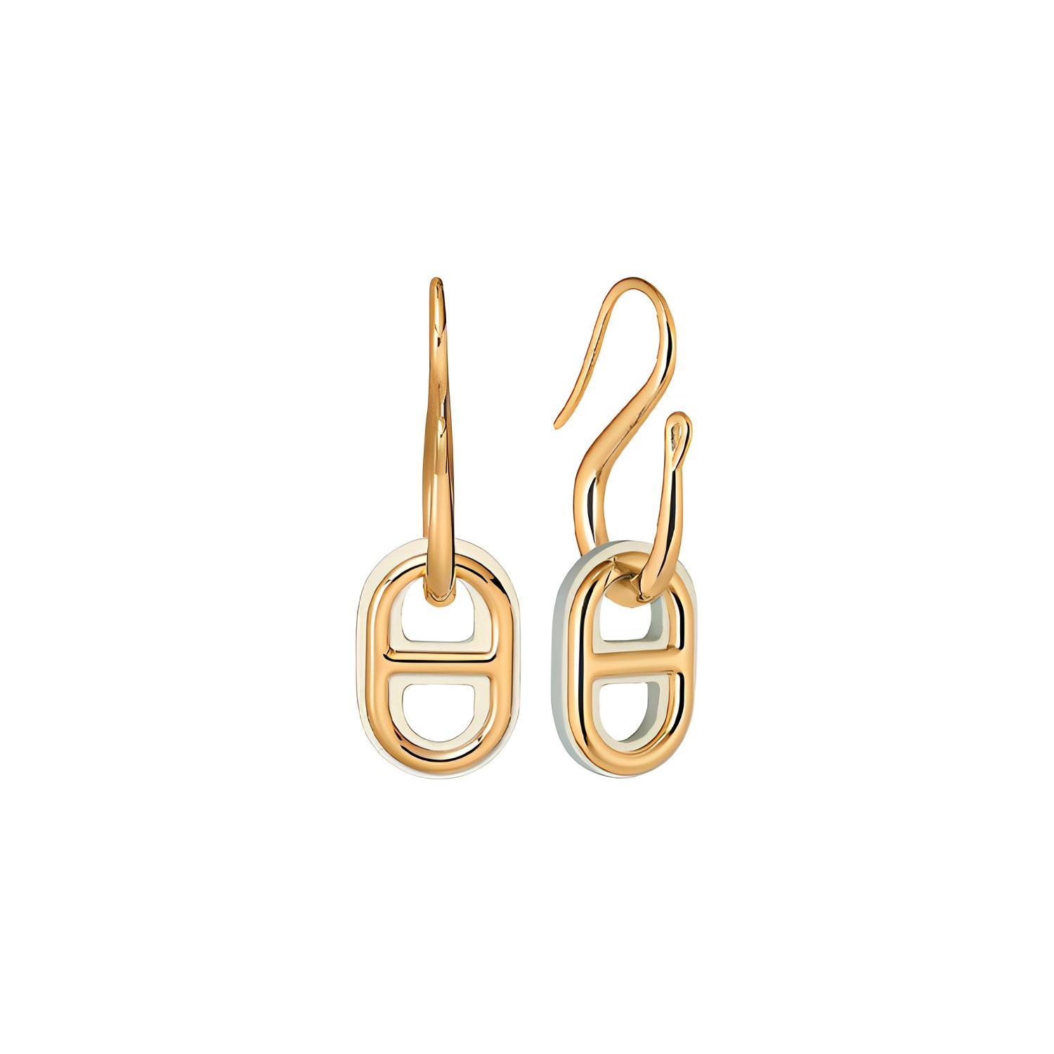 

Hermes OMaillon Fashion Earrings Women earrings Gray White Gold H079527CCI2 Gray White