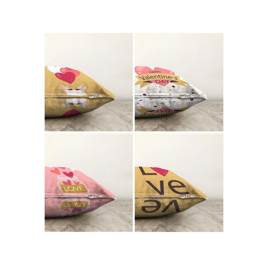 4-teiliges doppelseitig bedrucktes Kissenbezug-Set „Valentine's Day Concept“.