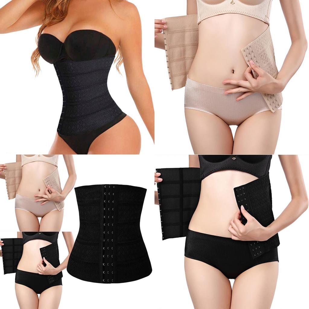 Premium Rubber Fiber Waist Cincher Adjustable Three-row Hook Corset Shapewear