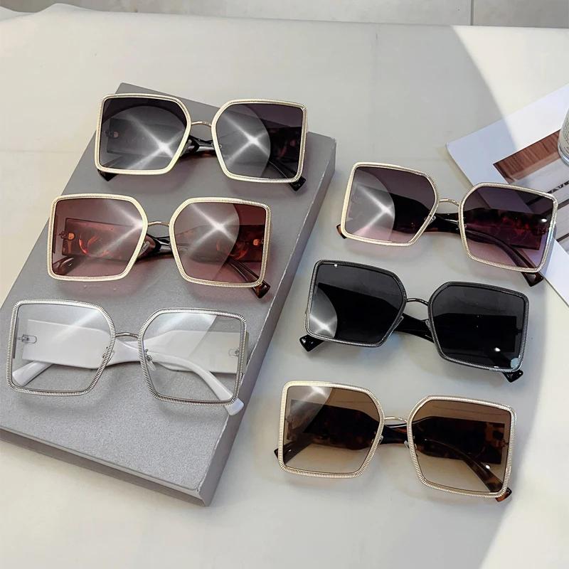 Oversized Square Sunglasses Women New In Gradient Multi-color Outdoor Shades Trendy Luxury Brand Design Sun Glasses