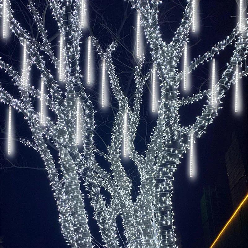 Solar Meteor Shower Rain String Lights 30/50CM Outdoor Waterproof LED Ambient Lighting for Tree Wedding Party Holiday Decoration
