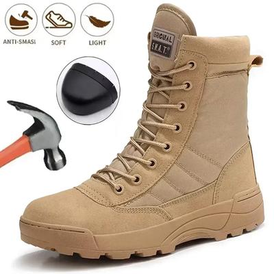 Herren Stahlkappenstiefel Outdoor Taktische Wander-Wüstenstiefel Herren Stichfest Schlagfest Arbeits-Sicherheitsschuhe Tragschutzschuhe
